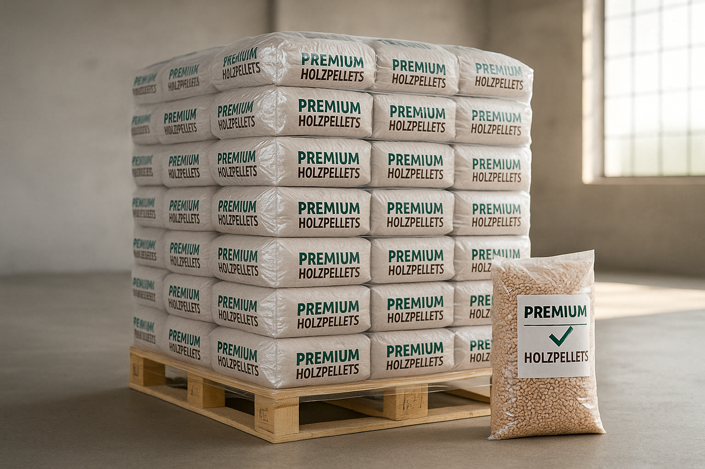 Holzpellets Premium Qualität – 66 Säcke à 15 kg auf Palette
